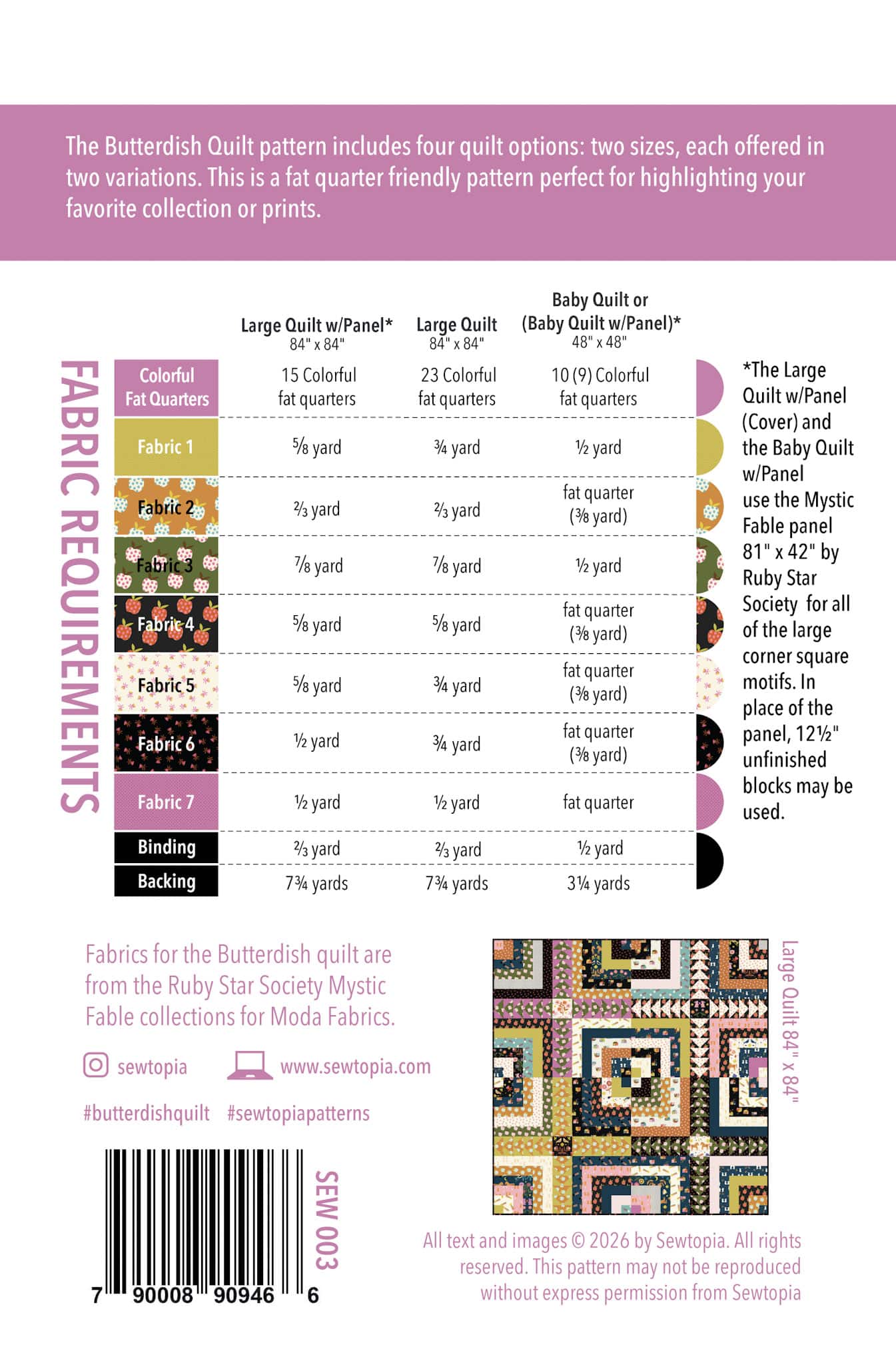 Sewtopia - Butterdish Quilt PATTERN