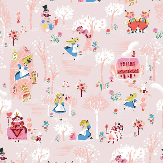 Manufacturer: Riley Blake Designs Designer: Jill Howarth Collection: Down the Rabbit Hole Print Name: Main in Blush Material: 100% Cotton Weight: Quilting SKU: C12940R-BLUSH Width: 44 inches