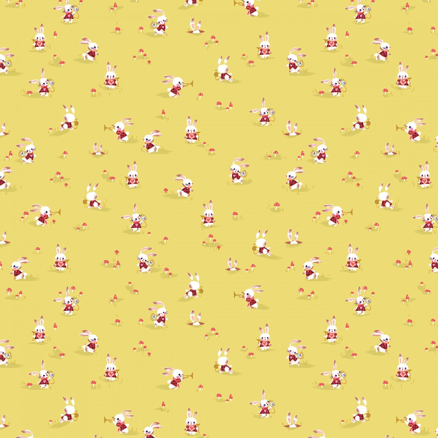 Manufacturer: Riley Blake Designs Designer: Jill Howarth Collection: Down the Rabbit Hole Print Name: Chase in Yellow Material: 100% Cotton Weight: Quilting SKU: C12944R-YELLOW Width: 44 inches