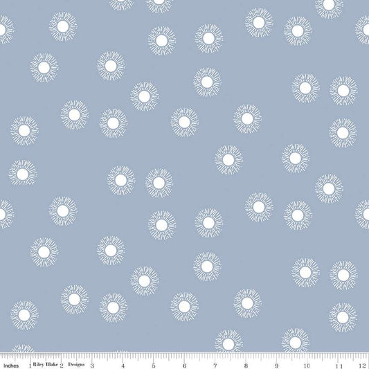 Manufacturer: Riley Blake Designs Designer: Fran Gulick of Cotton and Joy Collection: Moonchild Print Name: Sunrise in Fog Material: 100% Cotton Weight: Quilting SKU: SC13824-FOG Width: 44 inches