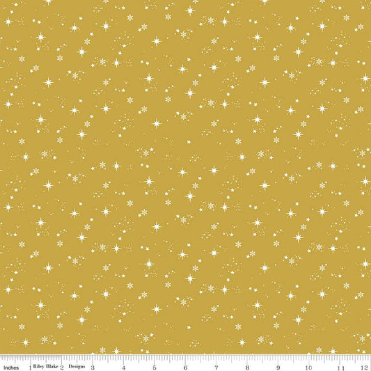 Manufacturer: Riley Blake Designs Designer: Fran Gulick of Cotton and Joy Collection: Moonchild Print Name: Starfall in Curry Material: 100% Cotton Weight: Quilting SKU: SC13825-CURRY Width: 44 inches