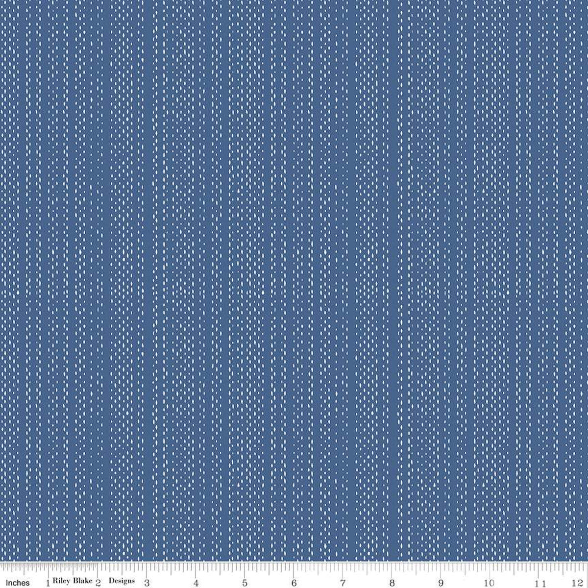 Manufacturer: Riley Blake Designs Designer: Fran Gulick of Cotton and Joy Collection: Moonchild Print Name: Signals in Denim Material: 100% Cotton Weight: Quilting SKU: SC13826-DENIM Width: 44 inches