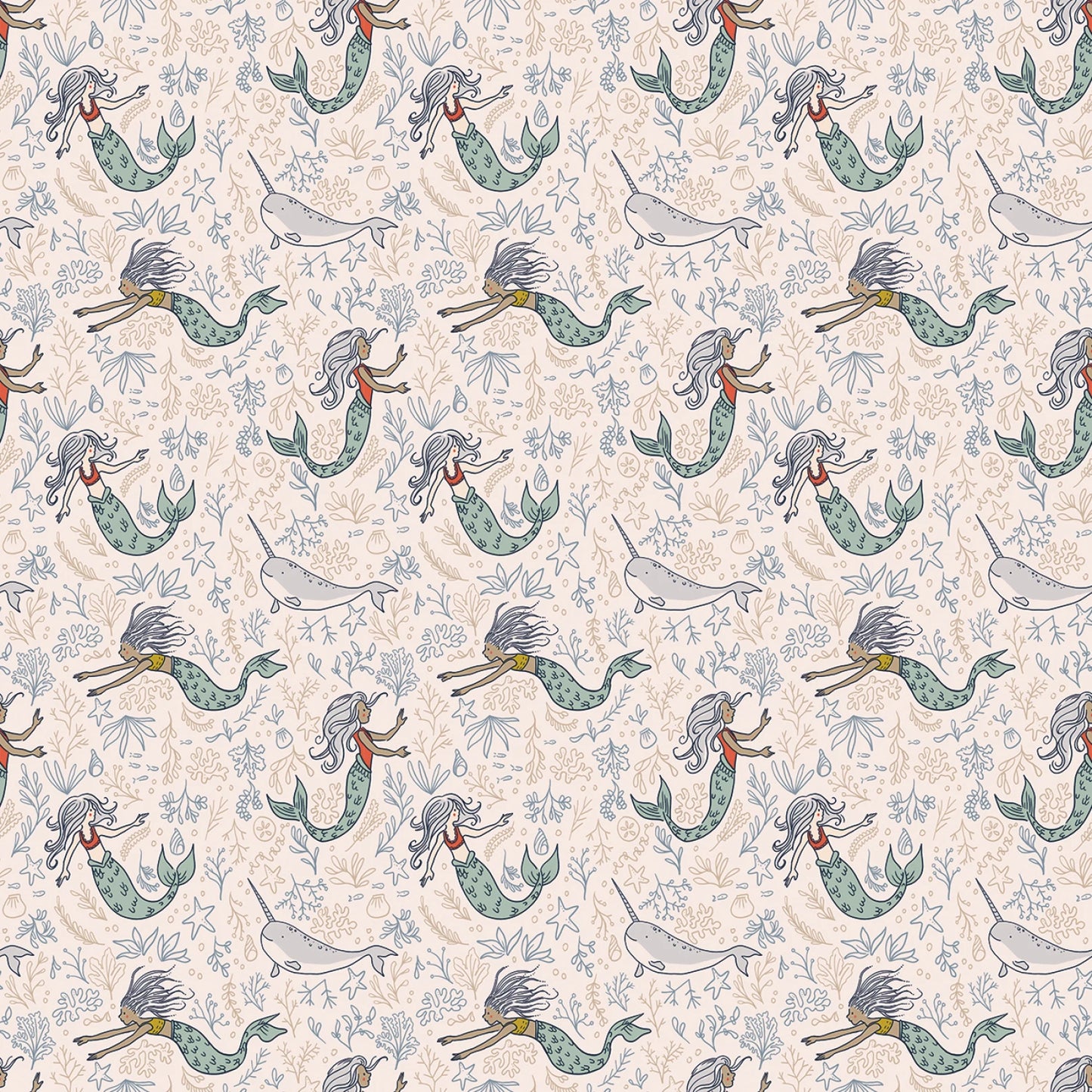 Manufacturer: Riley Blake Designs
Designer: Sarah Jane
Collection: Story Land
Print Name: Mermaids in Shell
Material: 100% Cotton
Weight: Quilting
SKU: C18302R-SHELL
Width: 44 inches