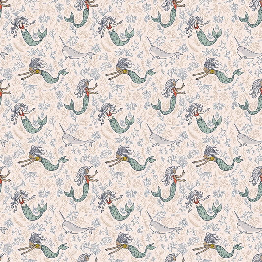 Manufacturer: Riley Blake Designs
Designer: Sarah Jane
Collection: Story Land
Print Name: Mermaids in Shell
Material: 100% Cotton
Weight: Quilting
SKU: C18302R-SHELL
Width: 44 inches