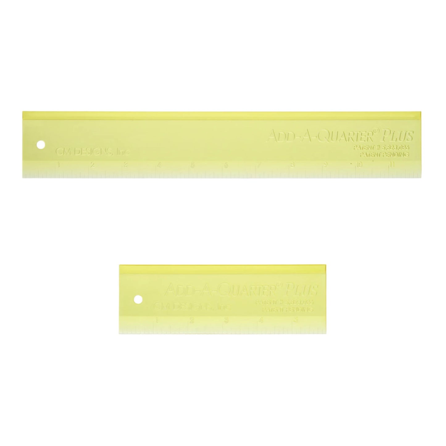 The specially designed lip on this ruler automatically allows 1/4 inch seam allowance to any angle for your rotary cutter.

Features Include:
Tapered edge to fold back foundation
Wider for easier handling
Use one tool for straight edge and for trimming 1/4" seam allowance.
Paper piece faster with less motion.

Included: Two Rulers - 6in and 12in
