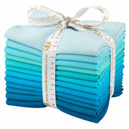 This factory cut FAT QUARTER BUNDLE contains 12 cotton fabrics from Kona Solids for Robert Kaufman Fabrics.  

Manufacturer: Robert Kaufman Fabrics
Collection: Kona Cotton Solids Pool Party
Material: 100% Cotton 
SKU: FQ-920-12
Weight: Quilting 