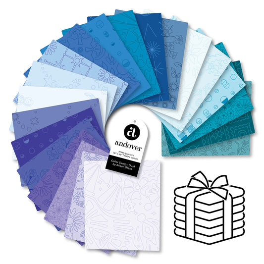 This Factory Cut FAT QUARTER BUNDLE contains 21 Fat Quarters in the Dusk Colorway from Color Camp by Alison Glass for Andover Fabrics.

Manufacturer: Andover Fabrics
Designer: Alison Glass
Collection: Color Camp
Material: 100% Cotton
Weight: Quilting