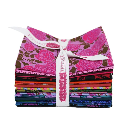 This Factory Cut FAT QUARTER BUNDLE contains 18 quilting cotton prints by Anna Maria Parry for Anna Maria Textiles.

Manufacturer: Anna Maria Textiles for Northcott Fabrics
Designer: Anna Maria Parry
Collection: Colorway Bundles 4 - Lush
Material: 100% Cotton
Weight: Quilting
SKU: FQ4LUSH18-10