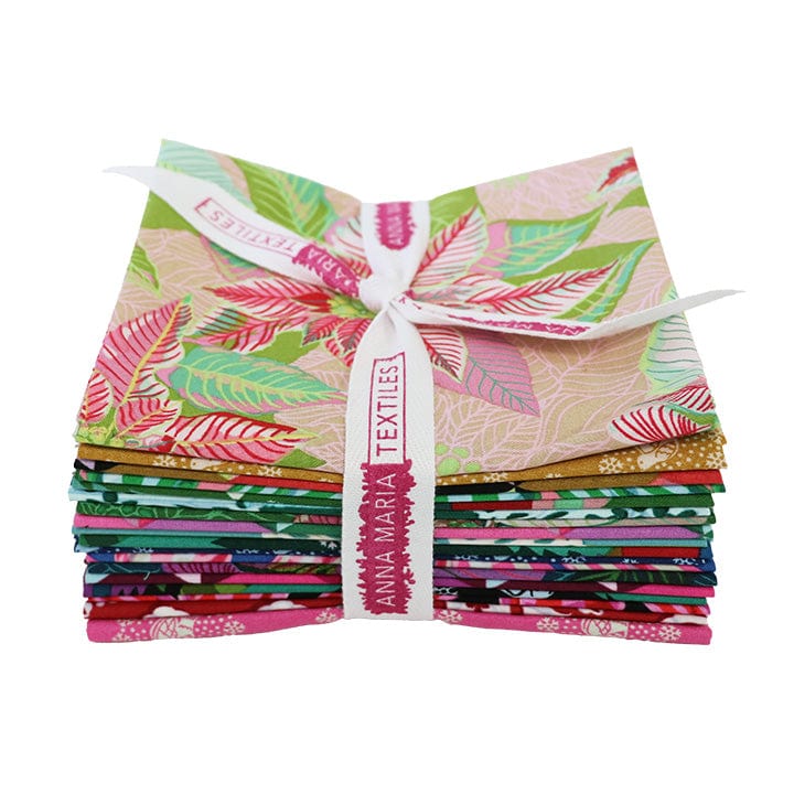 This Factory Cut FAT QUARTER BUNDLE contains 18 quilting cotton prints from Cozy Christmas by Anna Maria Parry for Anna Maria Textiles.

Manufacturer: Anna Maria Textiles for Northcott Fabrics
Designer: Anna Maria Parry
Collection: Cozy Christmas
Material: 100% Cotton
Weight: Quilting 
SKU: FQCOZY18-10