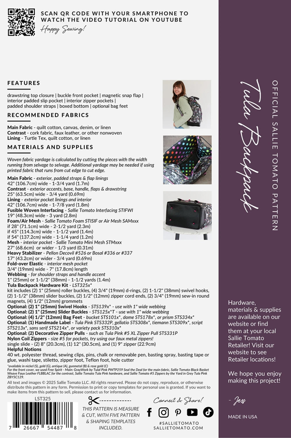 Tula Pink Hardware - Tula Backpack Pattern