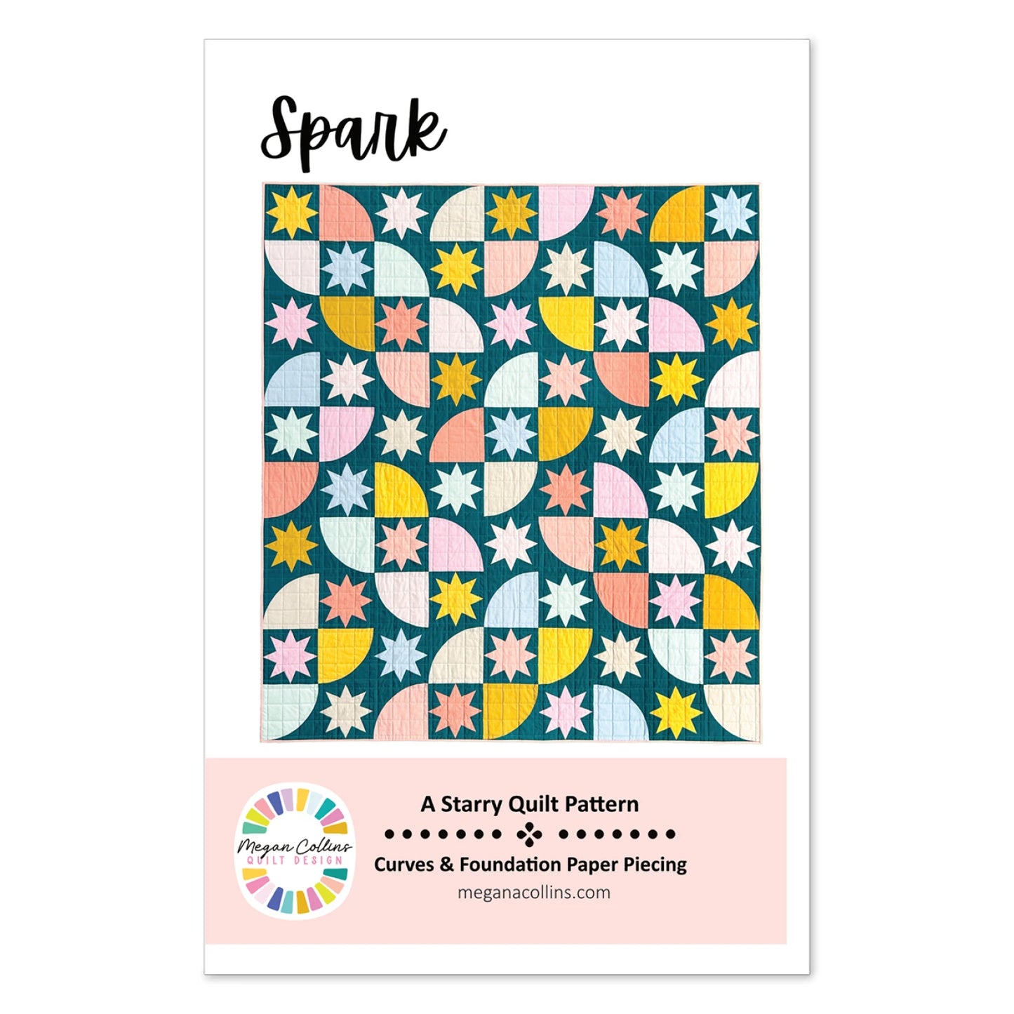 Discover the beauty of weaving stars and curves together with the Spark quilt pattern! This design features a striking combination of alternating star blocks and beginner friendly quarter circle curves that weave through the stars. Whether you're new to curved piecing and foundation paper piecing or looking to improve your skills, this pattern is the perfect blend of challenge and creativity.