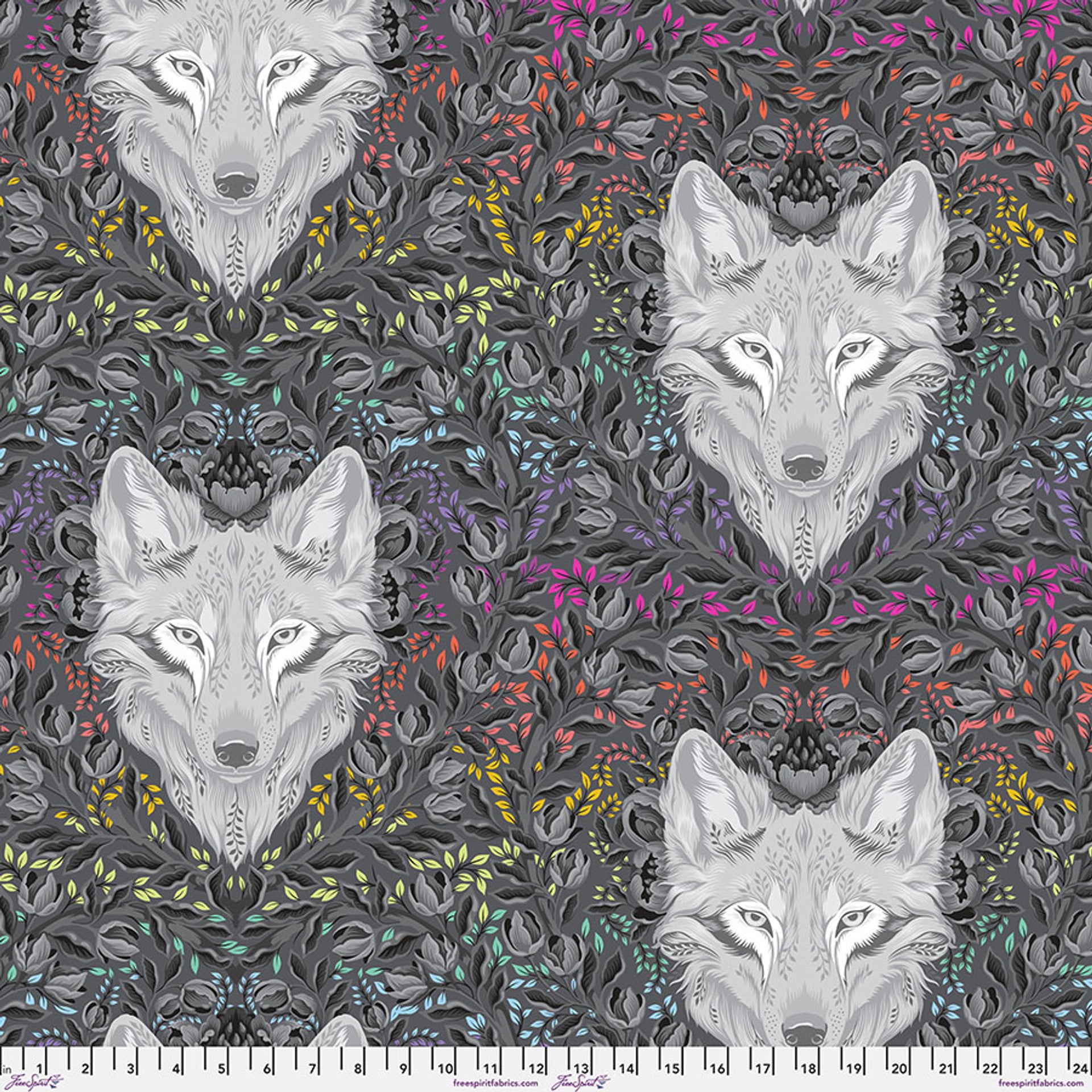 Manufacturer: FreeSpirit Fabrics
Designer: Tula Pink
Collection: Graywork
Print Name: Wolf of Pink Street in Carbon MINKY
Material: 100% Polyester
Weight: Quilting 
SKU: MKTP008.CARBON
Width: 58/60 inches