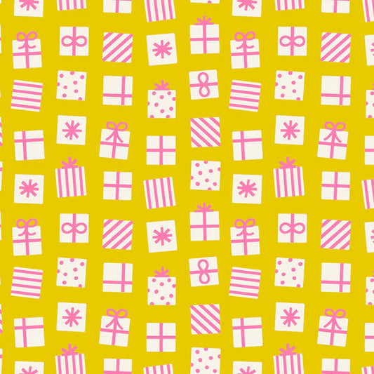 Manufacturer: Ruby Star Society
Designer: Kimberly Kight
Collection: Merry Happy
Print Name: Secret Santa in Golden Hour
Material: 100% Cotton
Weight: Quilting
SKU: RS3100-11
Width: 44 inches