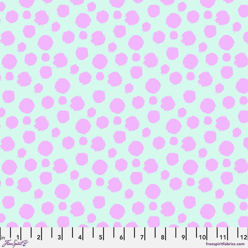 Manufacturer: FreeSpirit Fabrics Designer: Tula Pink Collection: Tabby Road {Deja Vu} Print Name: Fur Ball in Technomint Material: 100% Cotton  Weight: Quilting  SKU: PWTP097.TECHNOMINT Width: 44 inches