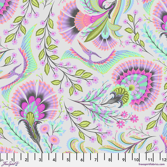 Manufacturer: FreeSpirit Fabrics Designer: Tula Pink Collection: Roar! Print Name: Wing It in Mist Material: 100% Cotton  Weight: Quilting  SKU: PWTP225.MIST Width: 44 inches