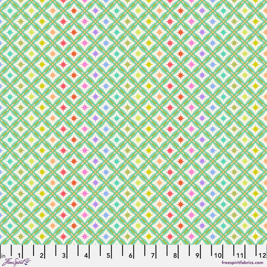 Manufacturer: FreeSpirit Fabrics Designer: Tula Pink Collection: Roar! Print Name: Stargazer in Mint Material: 100% Cotton  Weight: Quilting  SKU: PWTP228.MINT Width: 44 inches
