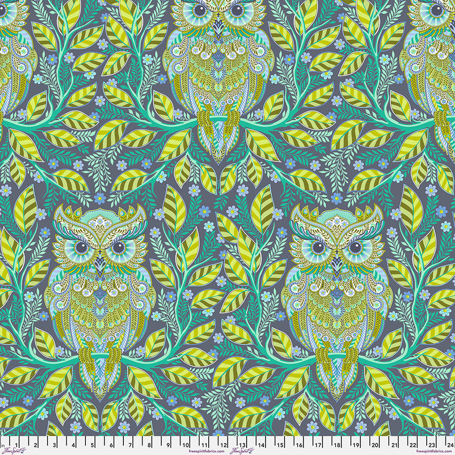 Manufacturer: FreeSpirit Fabrics
Designer: Tula Pink
Collection: Full Moon Forest II
Print Name: Hootie Patootie in Starlight
Material: 100% Cotton 
Weight: Quilting 
SKU: PWTP244.STARLIGHT
Width: 44 inches