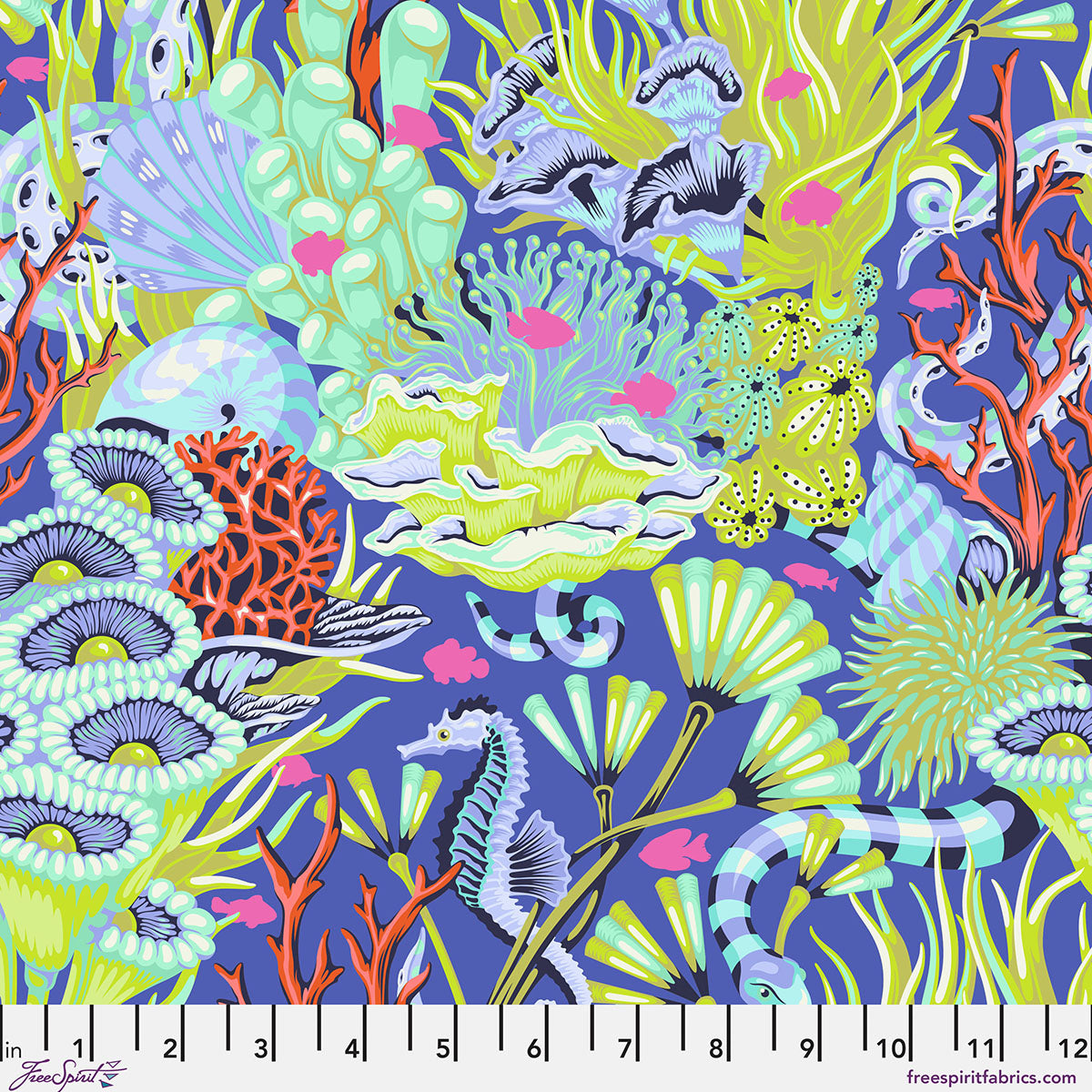 Manufacturer: FreeSpirit Fabrics
Designer: Tula Pink
Collection: Floral Reef
Print Name: Reef What You Sew in Marine
Material: 100% Cotton
Weight: Quilting
SKU: PWTP264.MARINE
Width: 44 inches