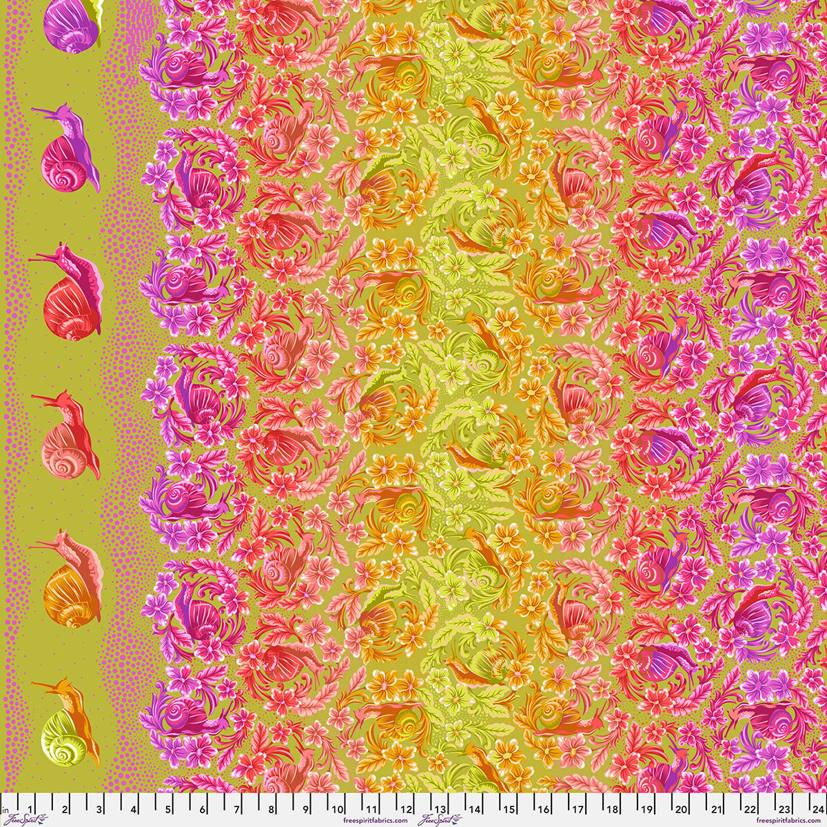 Manufacturer: Freespirit Fabrics
Designer: Tula Pink
Collection: Down to Earth
Print Name: Snailed It! in Afterglow
Material: 100% Cotton
Weight: Quilting
SKU: PWTP295.AFTERGLOW
Width: 44 inches