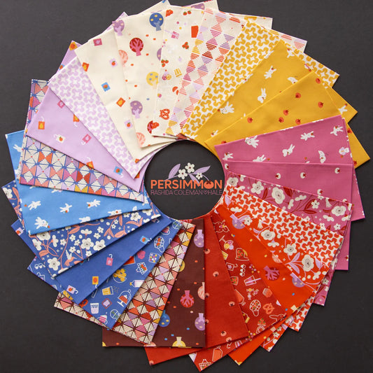 This Factory Cut FAT QUARTER BUNDLE contains 24 Fat Quarters from Persimmon by Rashida Coleman-Hale for Ruby Star Society.

Manufacturer: Ruby Star Society
Designer: Rashida Coleman-Hale
Collection: Persimmon
Material: 100% Cotton
Weight: Quilting