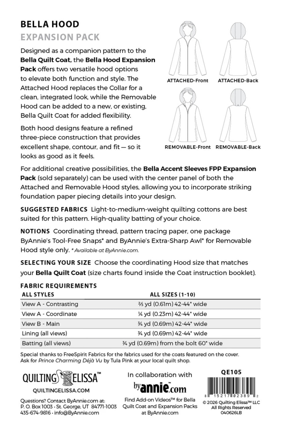 By Annie - Quilting Elissa Bella Hood Expansion Pack