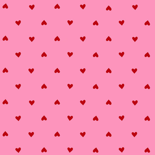 Manufacturer: Ruby Star Society
Designer: Melody Miller
Collection: Trinketry
Print Name: Hearts in Flamingo
Material: 100% Cotton
Weight: Quilting 
SKU: RS0091-27
Width: 44 inches