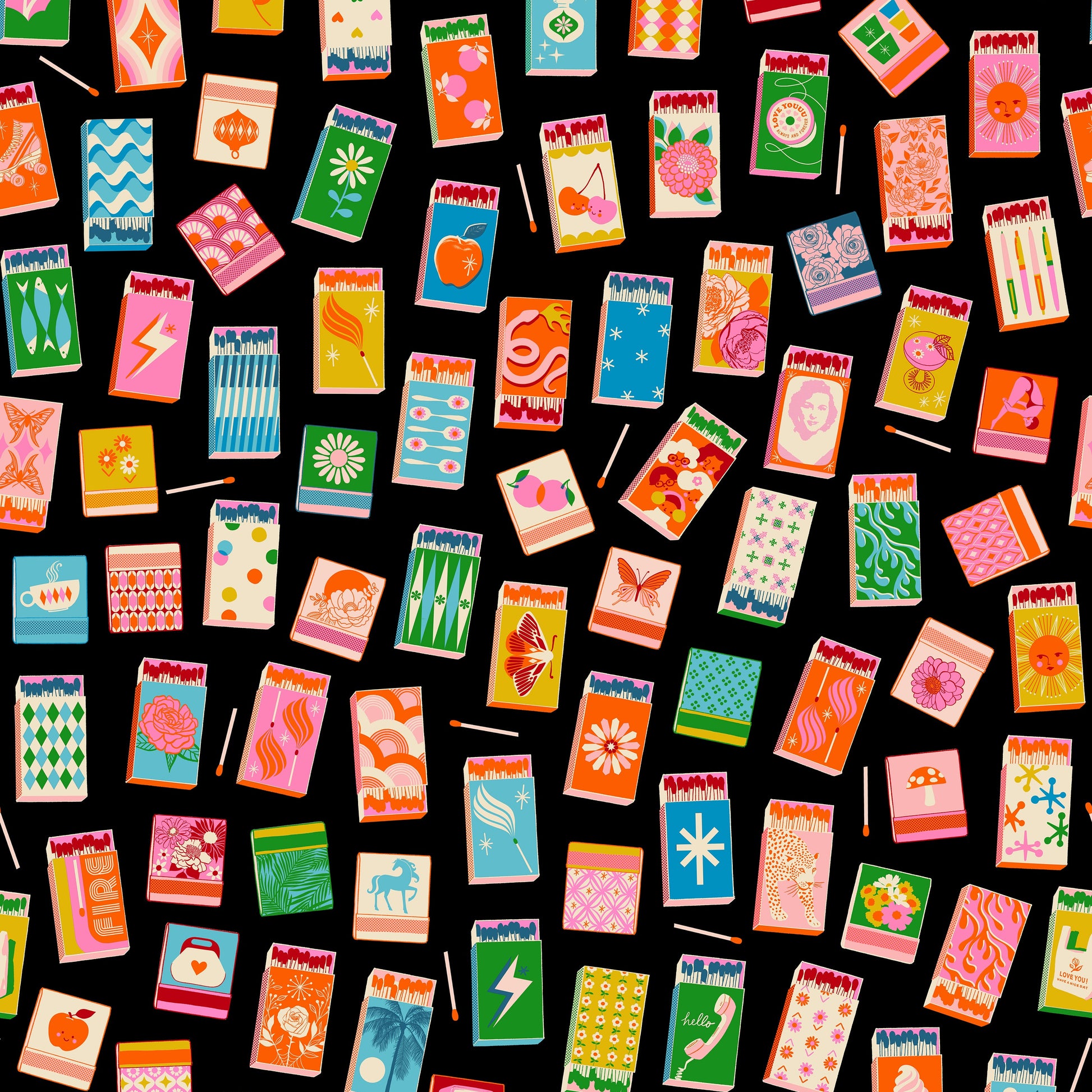 Manufacturer: Ruby Star Society
Designer: Melody Miller
Collection: Trinketry
Print Name: Matchmaker in Black
Material: 100% Cotton
Weight: Quilting 
SKU: RS0109-21
Width: 44 inches