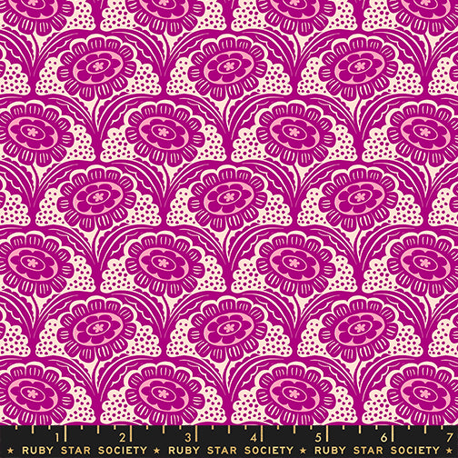 Manufacturer: Ruby Star Society
Designer: Sarah Watts
Collection: Ink Shop
Print Name: Scallop Flower in Cheshire
Material: 100% Cotton
Weight: Quilting
SKU: RS2140-12
Width: 44 inches