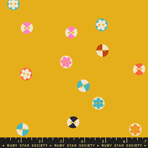 Manufacturer: Ruby Star Society
Designer: Sarah Watts, Alexia Abegg, Kimberly Kight, Rashida Coleman-Hale, Melody Miller
Collection: 1 800 Notion
Print Name: Buttons in Goldenrod
Material: 100% Cotton
Weight: Quilting
SKU: RS5208-13
Width: 44 inches