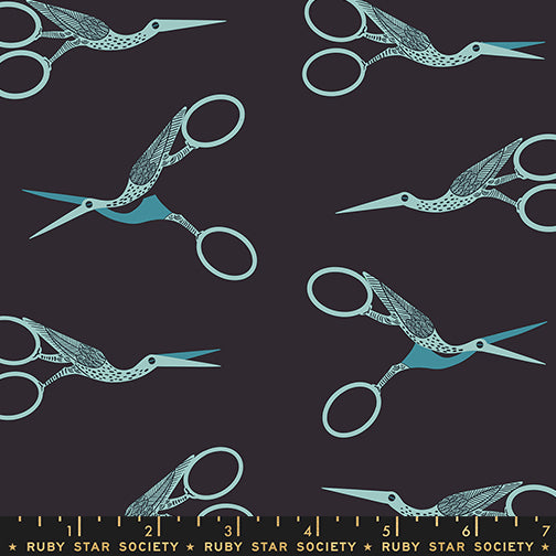 Manufacturer: Ruby Star Society
Designer: Sarah Watts, Alexia Abegg, Kimberly Kight, Rashida Coleman-Hale, Melody Miller
Collection: 1 800 Notion
Print Name: Stork Scissors in Soft Black
Material: 100% Cotton
Weight: Quilting
SKU: RS5216-15
Width: 44 inches