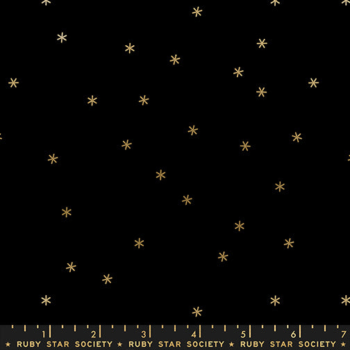 Manufacturer: Ruby Star Society
Designer: Melody Miller
Collection: Sidekicks
Print Name: Spark in Gold on Black
Material: 100% Cotton
Weight: Quilting
SKU: RS5221-49
Width: 44 inches