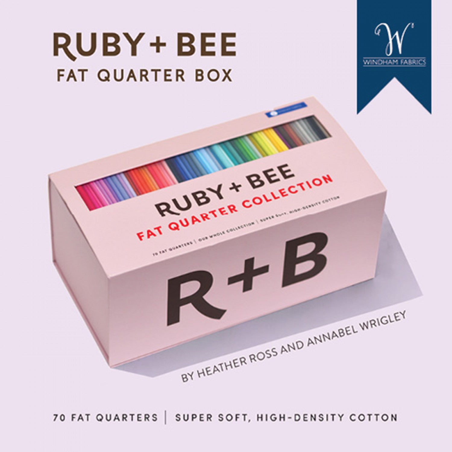 This factory cut FAT QUARTER BUNDLE contains 70 quilting cotton prints from Ruby+Bee Solids by Heather Ross and Annabel Wrigley for Windham Fabrics. Manufacturer: Windham Fabrics Designer: Heather Ross and Annabel Wrigley Collection: Ruby and Bee Solids Material: 100% Cotton Weight: Quilting