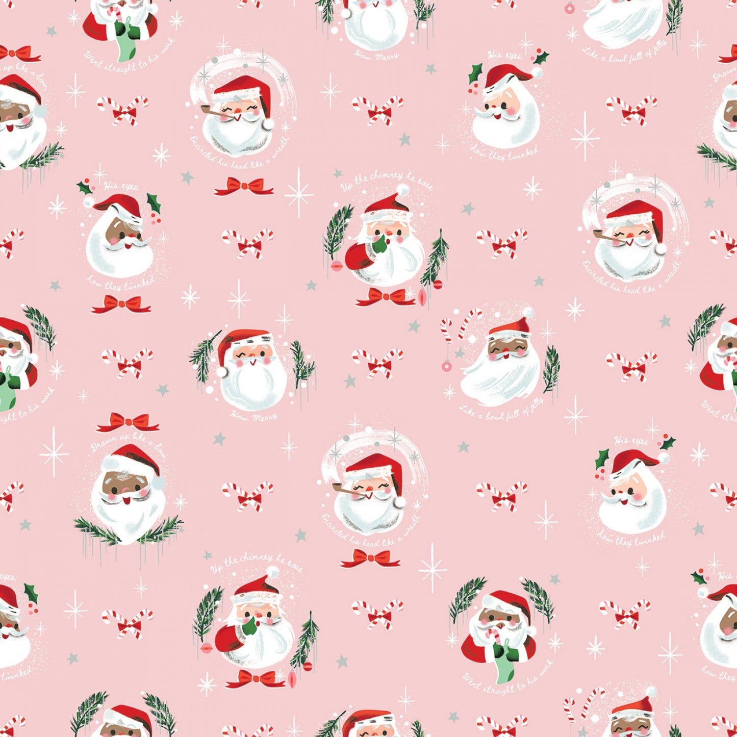 Manufacturer: Riley Blake Designs Designer: Jill Howarth Collection: Twas Print Name: Jolly Old Elf in Pink Material: 100% Cotton Weight: Quilting SKU: SC13462R-PINK Width: 44 inches