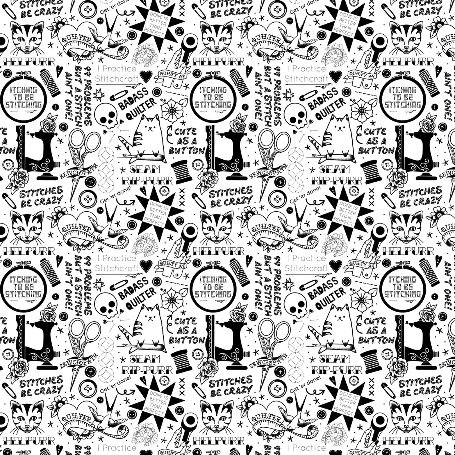 Manufacturer: Dear Stella
Designer: Pammie Jane
Collection: Quilty Helpurrs
Print Name: Pardon My Puns
Material: 100% Cotton
Weight: Quilting
SKU: ST-DPJ3352WHITE
Width: 44 inches