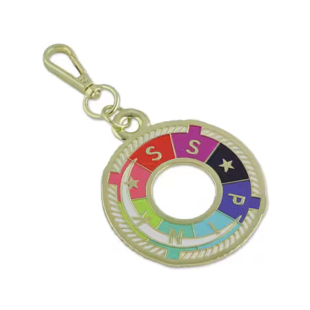 Dive into style with the S.S. Pink Deep Dive Bag Charm from Tula Pink’s Floral Reef Collection. This bold enamel charm features rich ocean-inspired detail and Tula’s signature playful linework, anchored in a luxe gold-metal finish. At approximately 3" tall, it’s the perfect statement piece for decorating bags, backpacks, totes, and handmade accessories.