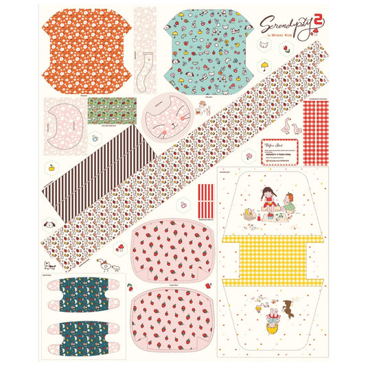 This charming fabric panel set is perfect for crafting enthusiasts looking to create delightful pouches and bags. Featuring a whimsical design with various elements like strawberries, flowers, and cute characters, each panel is intricately detailed to bring joy to your sewing projects. Ideal for both beginners and seasoned crafters, this panel set offers endless possibilities for personalization and creativity.