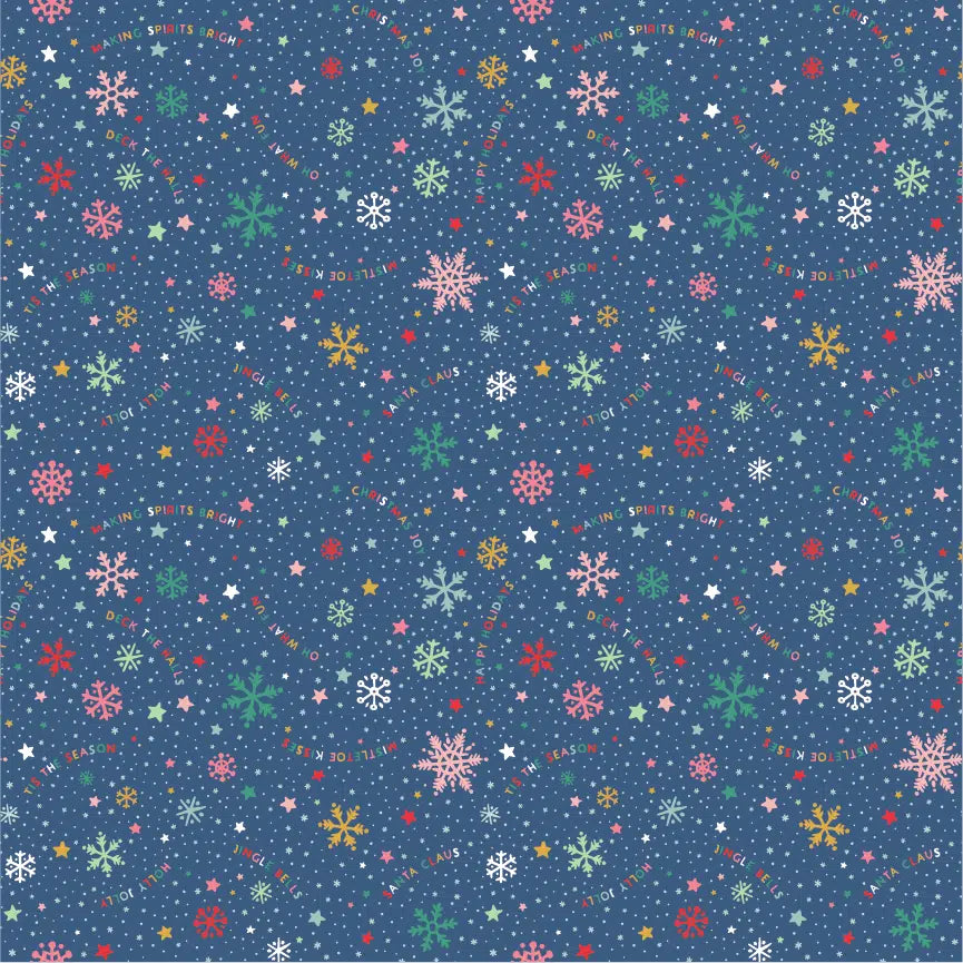 Manufacturer: Poppie Cotton Designer: Elea Lutz Collection: Oh What Fun Print Name: Snowflake Fun in Blue Material: 100% Cotton Weight: Quilting  SKU: OF23304 Width: 44 inches