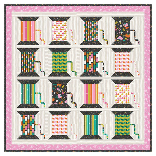 This fun, thread spool design is a must-have for your sewing space!  The pieced quilt by Wendy Sheppard uses fat eighths of assorted prints for the thread colors.

Finished size: 51" x 51"
Pattern for fat eighths and yardage
Skill level: Advanced beginner