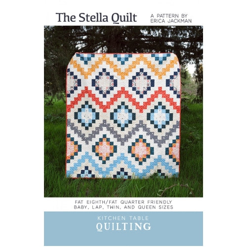 The Stella Quilt Pattern is going to be your new favorite. This fun, fat eighth/fat quarter-friendly pattern is incredibly versatile — whether modern or traditional, muted or bright, print or solid, the Stella Quilt looks good. With clear and simple piecing instructions, this pattern is perfect for beginner quilters and beyond.  Finished Size:  Baby Size - 42" x 52" Lap Size - 62" x 68" Twin Size - 82" x 86" Queen Size - 102" x 102"