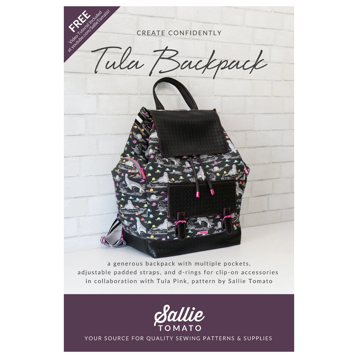 A generously sized backpack is all you need for a full workweek or weekend getaway! The magnetic snap flap covers the drawstring top closure. A coordinating buckle pocket flap conceals the front pocket. The interior features a padded slip pocket and interior zipper pockets. You're sure to appreciate the adjustable padded shoulder straps!

Printed Paper Pattern
Finished Size: variable
Final Product: Bags / Purses / Totes
Technique Used: Standard Machine Sewing
Skill Level: Beginner