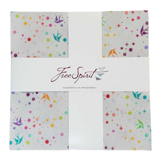 This Factory Cut LAYER CAKE bundle contains 42 - 10" x 10"quilting cotton Fairy Dust prints from True Colors by Tula Pink for Freespirit Fabrics  Manufacturer: FreeSpirit Fabrics Designer: Tula Pink Collection: True Colors Fairy Dust Material: 100% Cotton  Weight: Quilting