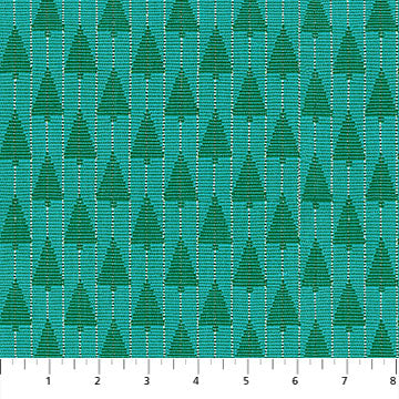 Manufacturer: Anna Maria Textiles for Northcott Fabrics
Designer: Anna Maria Parry
Collection: Silver Lining
Print Name: Tree Farm in Turquoise
Material: 100% Cotton Woven
Weight: Quilting
SKU: WAMT114-64C
Width: 44 inches