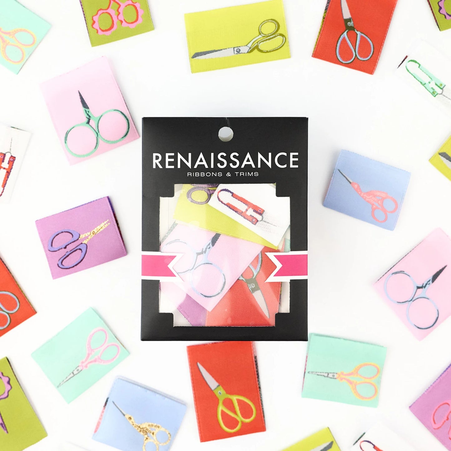 Show your love for your most treasured tool—your snips! The Snip Snip woven label pack features 8 unique designs in two colorways, for a total of 8 double-sided, folded labels. These playful, detailed labels are perfect for adding a professional touch to your handmade bags, garments, quilts, or gifts. Whether you’re stitching for fun or function, these labels are the perfect finishing detail for makers who protect their snips at all costs!
