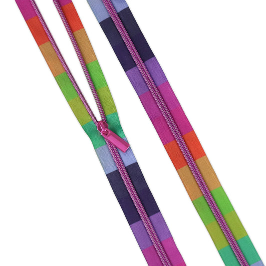 Sail through your projects with ease using Smooth Sailing #5 Zippers from the Floral Reef Collection. Featuring bright, energetic artwork and signature Tula Pink colorplay, these zippers come with pink coils for a vibrant, polished finish. Perfect for handbags, backpacks, pouches, organizers, and more. Includes 3 yards of zipper tape and 9 matching pulls for smooth, stylish stitching.