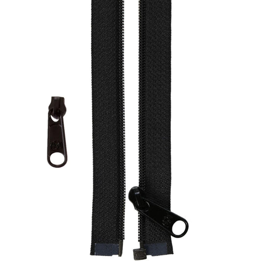 ByAnnie's 50 inch Separating Zipper and Extra Slide is a great addition to your sewing arsenal.

The zipper is perfect for coats, garments, specialty bag construction, home decor and anywhere that a separating zipper is needed.

PLUS, with the included extra slide, you can use any remaining zipper tape for another project to match your outfit.