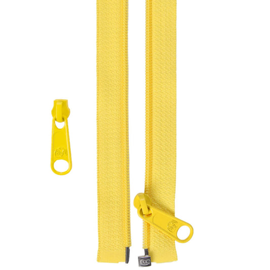 ByAnnie's 50 inch Separating Zipper and Extra Slide is a great addition to your sewing arsenal.

The zipper is perfect for coats, garments, specialty bag construction, home decor and anywhere that a separating zipper is needed.

PLUS, with the included extra slide, you can use any remaining zipper tape for another project to match your outfit.