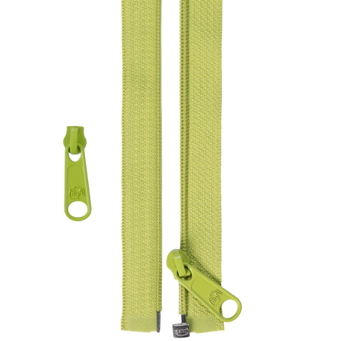 ByAnnie's 50 inch Separating Zipper and Extra Slide is a great addition to your sewing arsenal.

The zipper is perfect for coats, garments, specialty bag construction, home decor and anywhere that a separating zipper is needed.

PLUS, with the included extra slide, you can use any remaining zipper tape for another project to match your outfit.