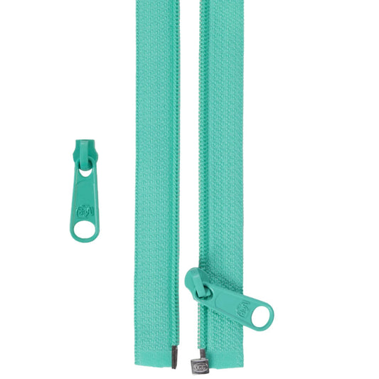 ByAnnie's 50 inch Separating Zipper and Extra Slide is a great addition to your sewing arsenal.

The zipper is perfect for coats, garments, specialty bag construction, home decor and anywhere that a separating zipper is needed.

PLUS, with the included extra slide, you can use any remaining zipper tape for another project to match your outfit.