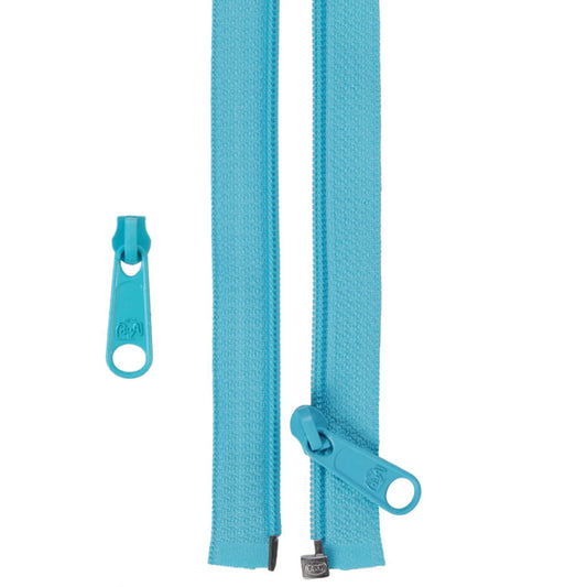 ByAnnie's 50 inch Separating Zipper and Extra Slide is a great addition to your sewing arsenal.

The zipper is perfect for coats, garments, specialty bag construction, home decor and anywhere that a separating zipper is needed.

PLUS, with the included extra slide, you can use any remaining zipper tape for another project to match your outfit.