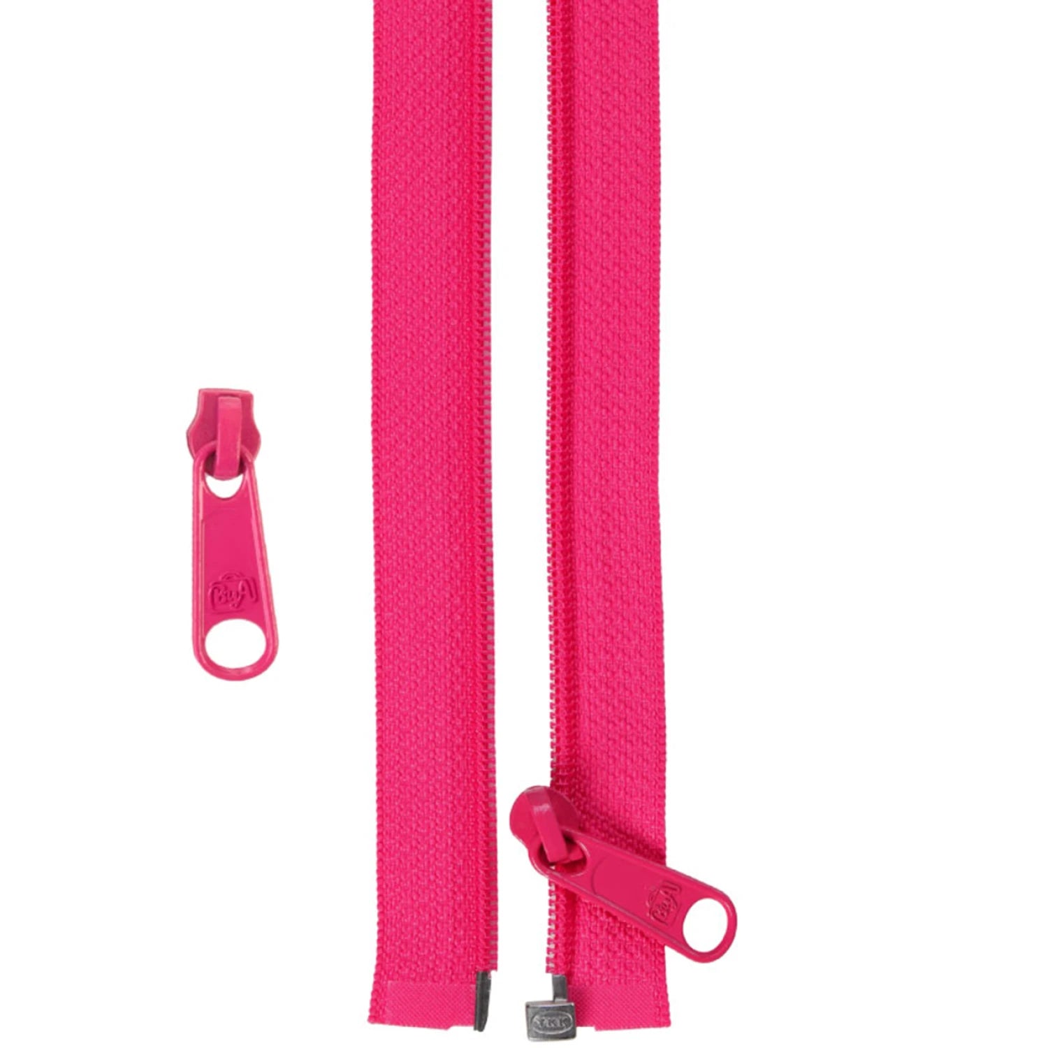 ByAnnie's 50 inch Separating Zipper and Extra Slide is a great addition to your sewing arsenal.

The zipper is perfect for coats, garments, specialty bag construction, home decor and anywhere that a separating zipper is needed.

PLUS, with the included extra slide, you can use any remaining zipper tape for another project to match your outfit.